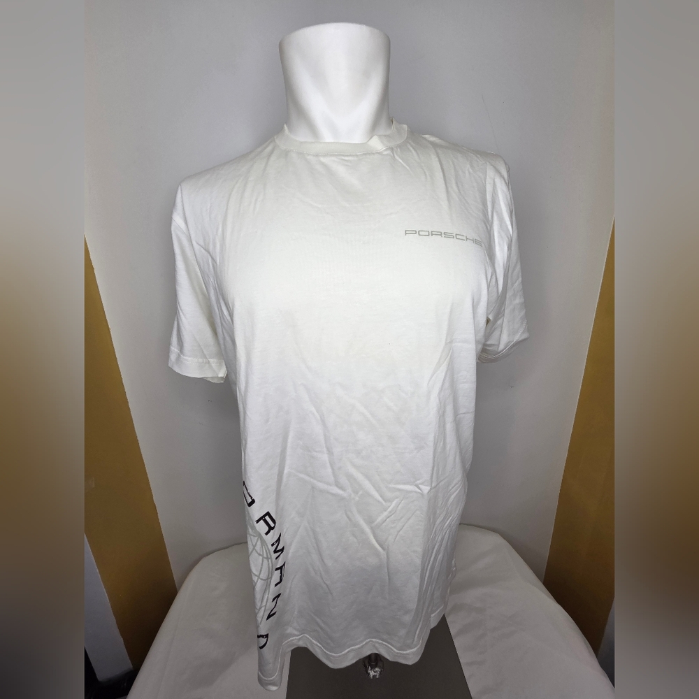 Porsche Design Size S driver Selection Classic White Cotton Crew Neck T-Shirt